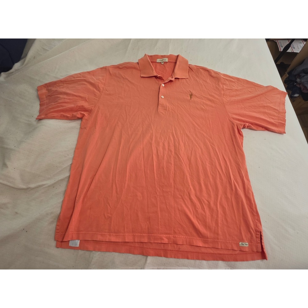 Peter Millar Mens XL Coral Orange Mercerized Cotton Golf Polo Shirt Short Sleeve